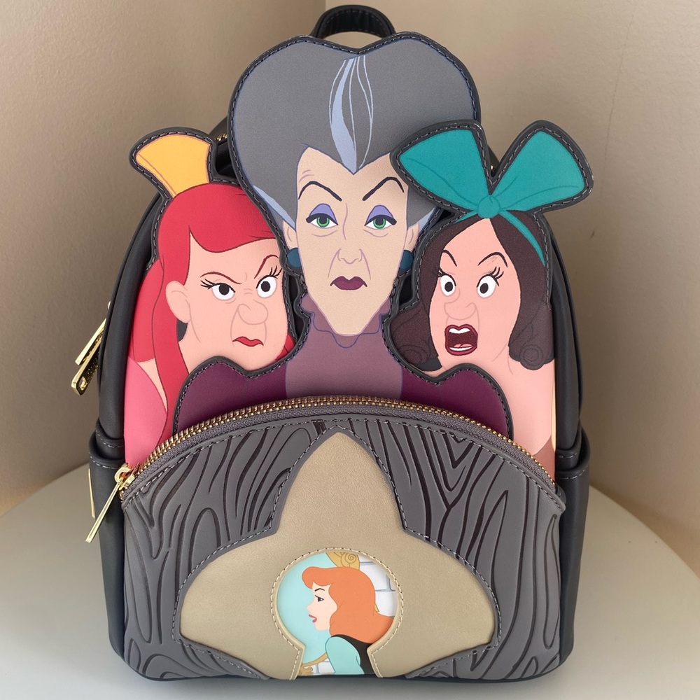 LOUNGEFLY Disney Villains Cinderella Evil Stepmother & Stepsisters Mini Backpack